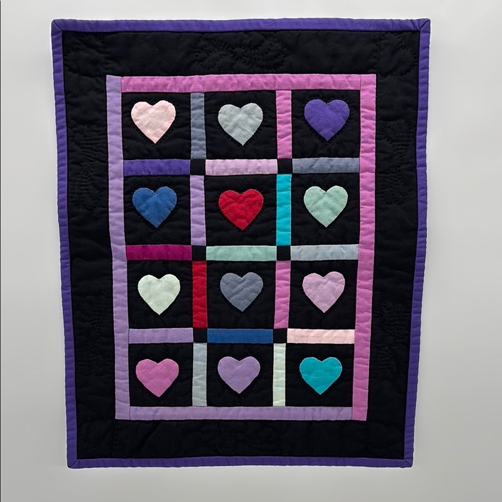 Hand Appliquéd & Hand Quilted “Loving Pieces” Miniature Wall Hanging